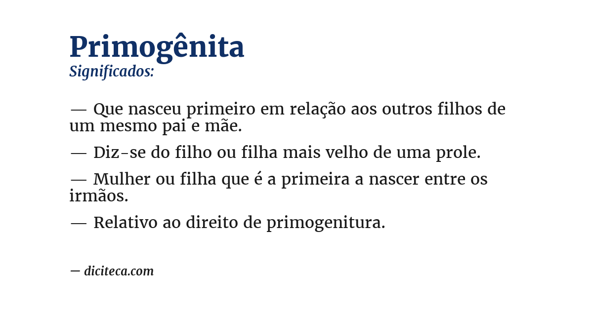 Significado de primogênita