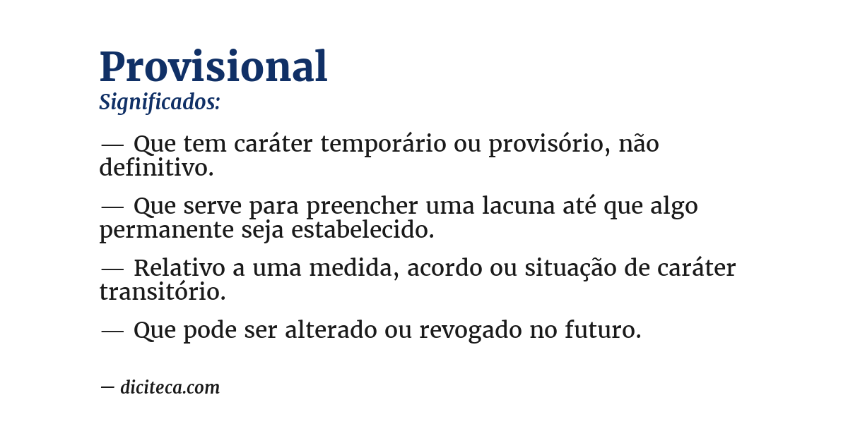 Significado de provisional