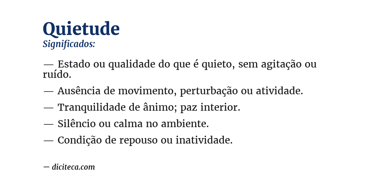 Significado de quietude