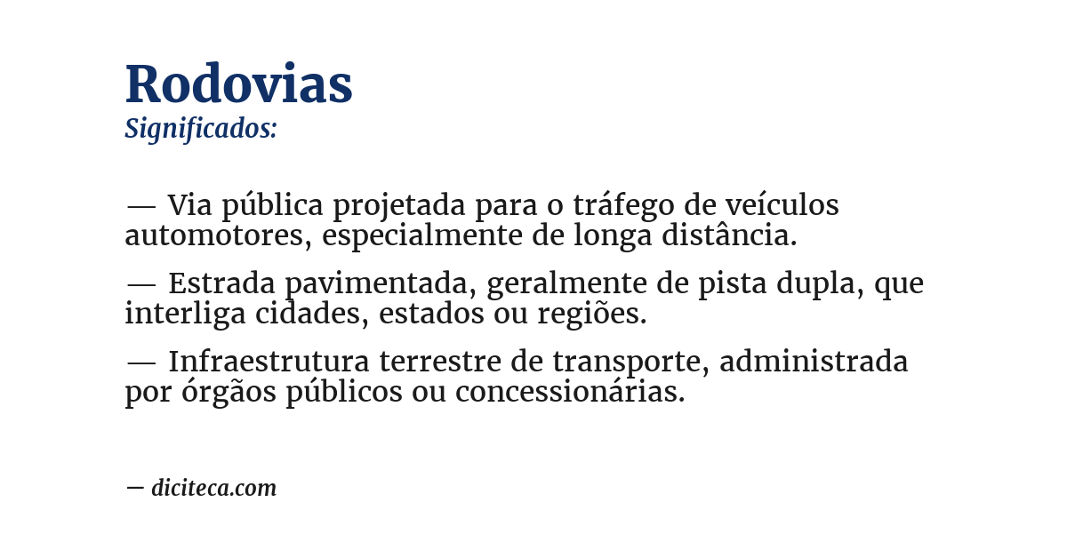 Significado de rodovias