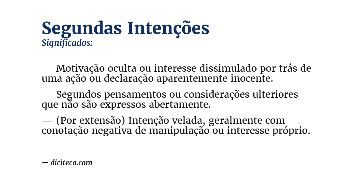 Significado de segundas intenções