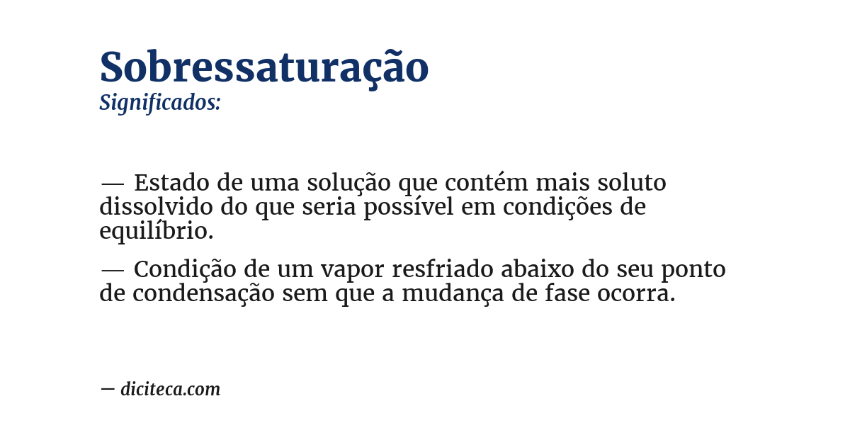 Significado de sobressaturação