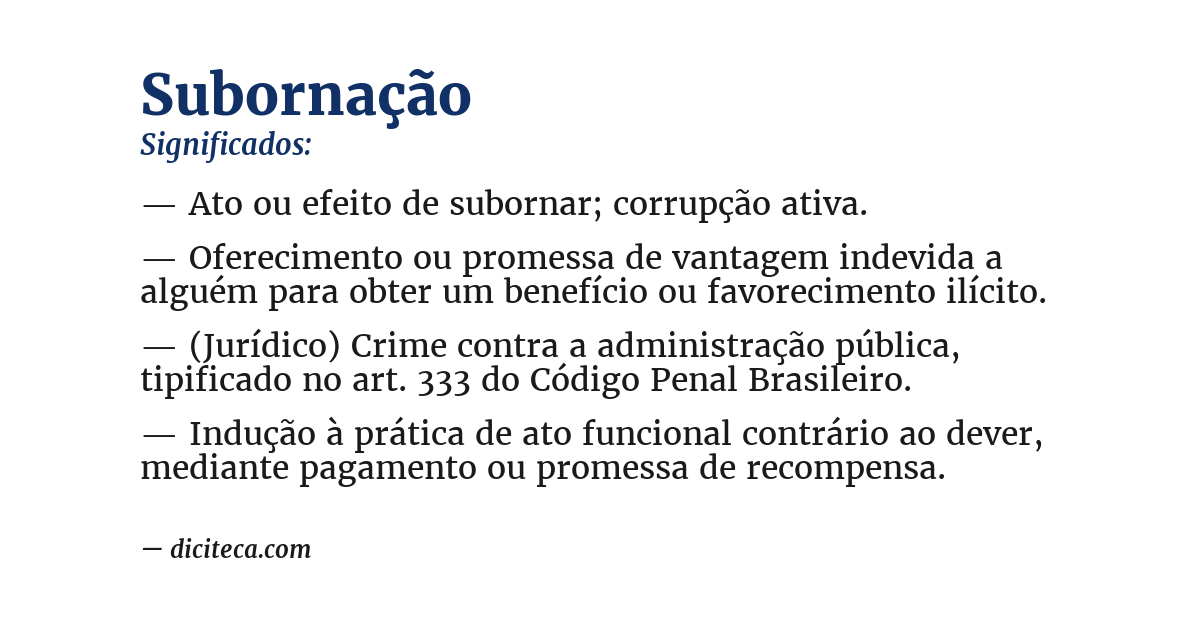 Significado de subornação