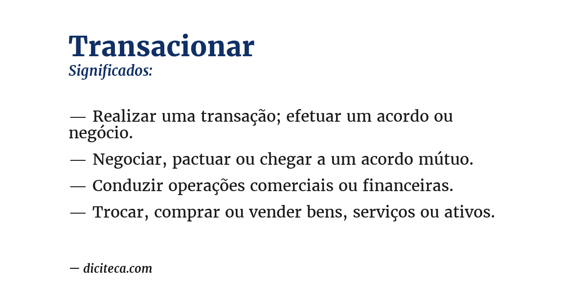 Significado de transacionar