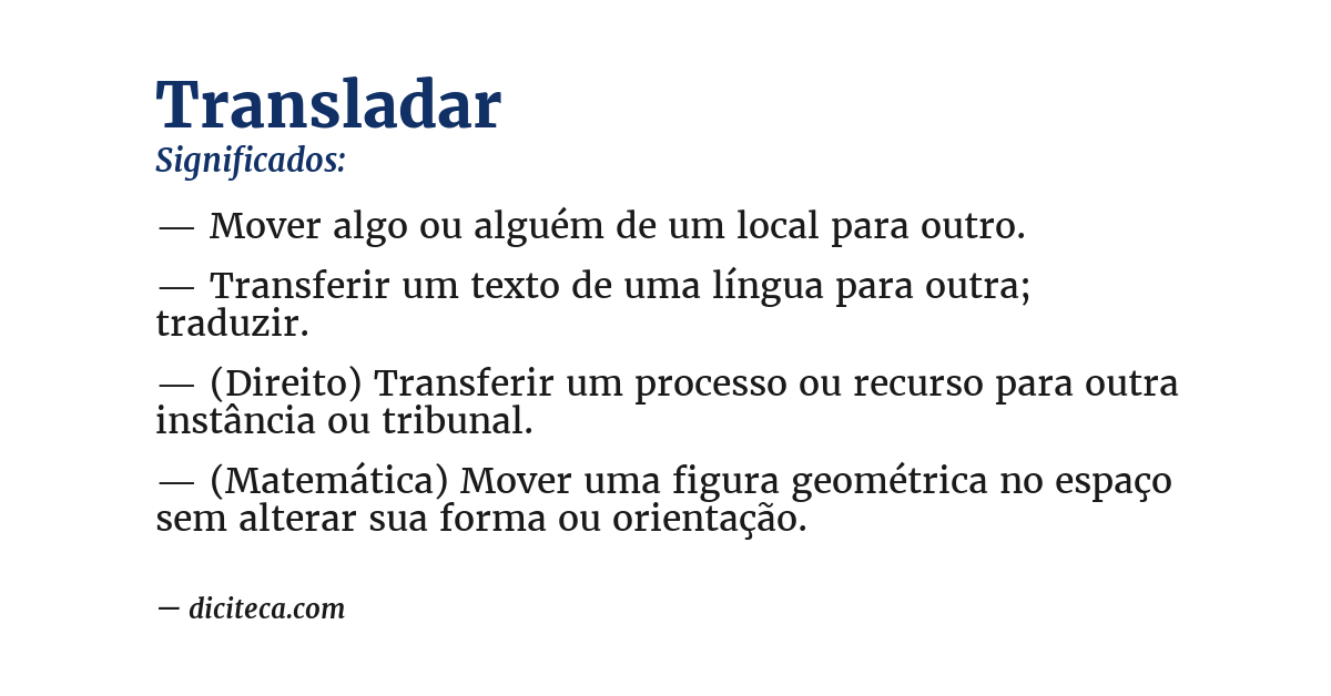 Significado de transladar