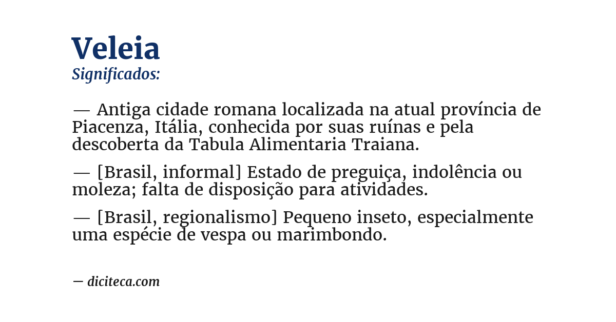 Significado de veleia