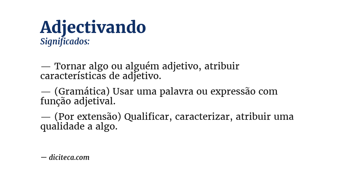 Significado de adjectivando