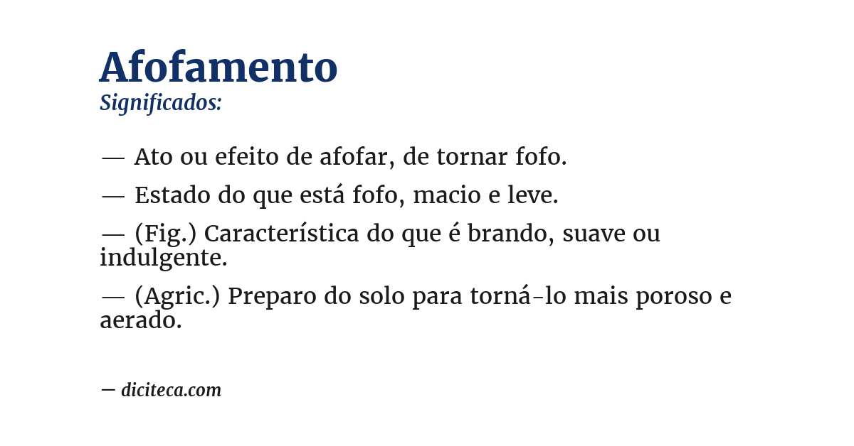 Significado de afofamento
