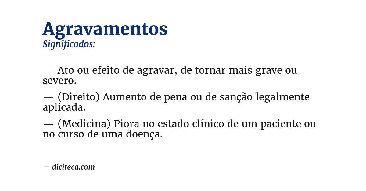 Significado de agravamentos