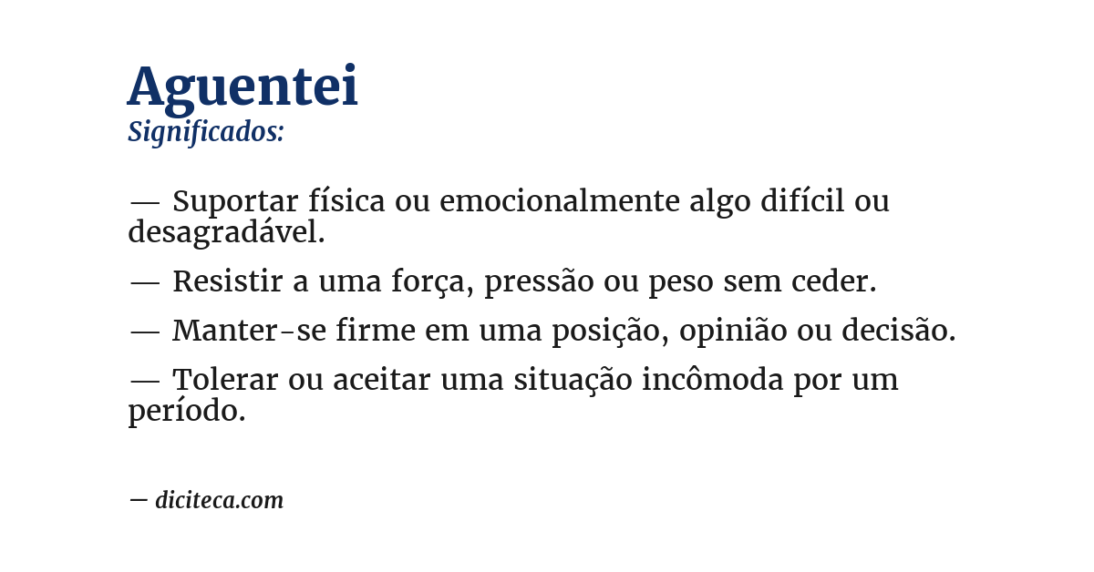 Significado de aguentei
