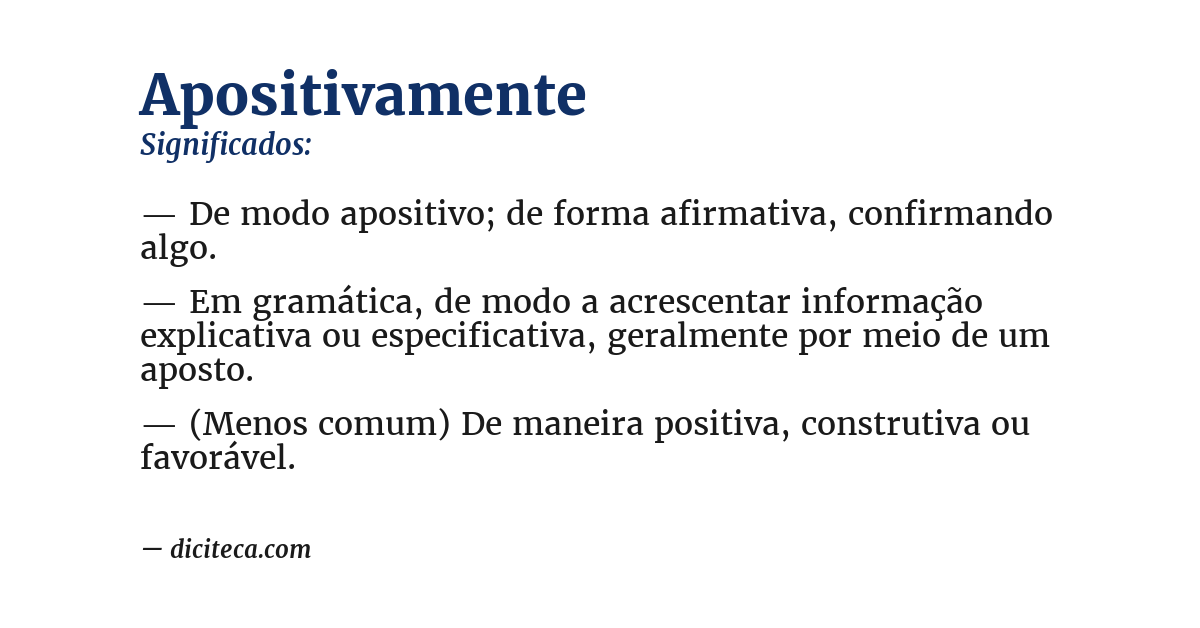 Significado de apositivamente