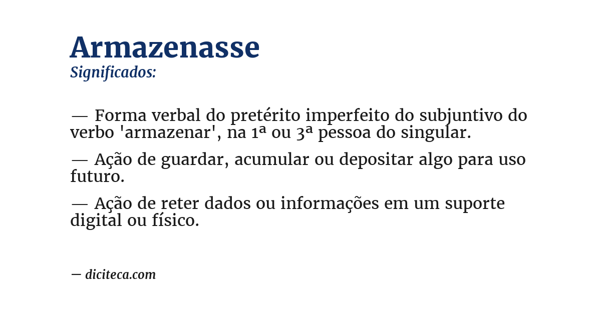 Significado de armazenasse