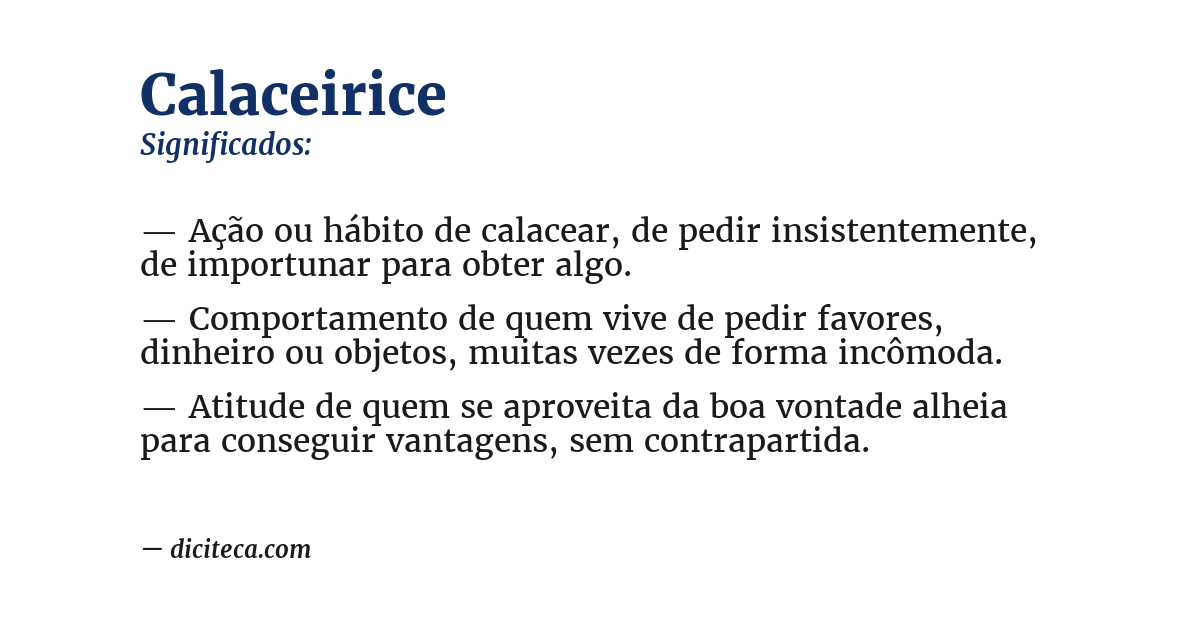 Significado de calaceirice