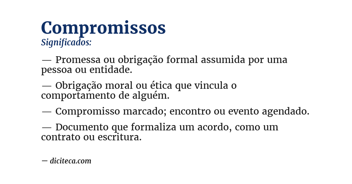 Significado de compromissos