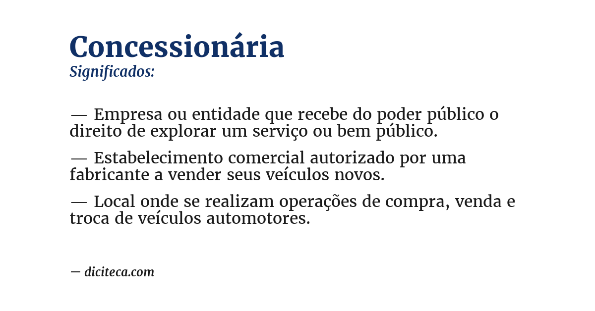 Significado de concessionária