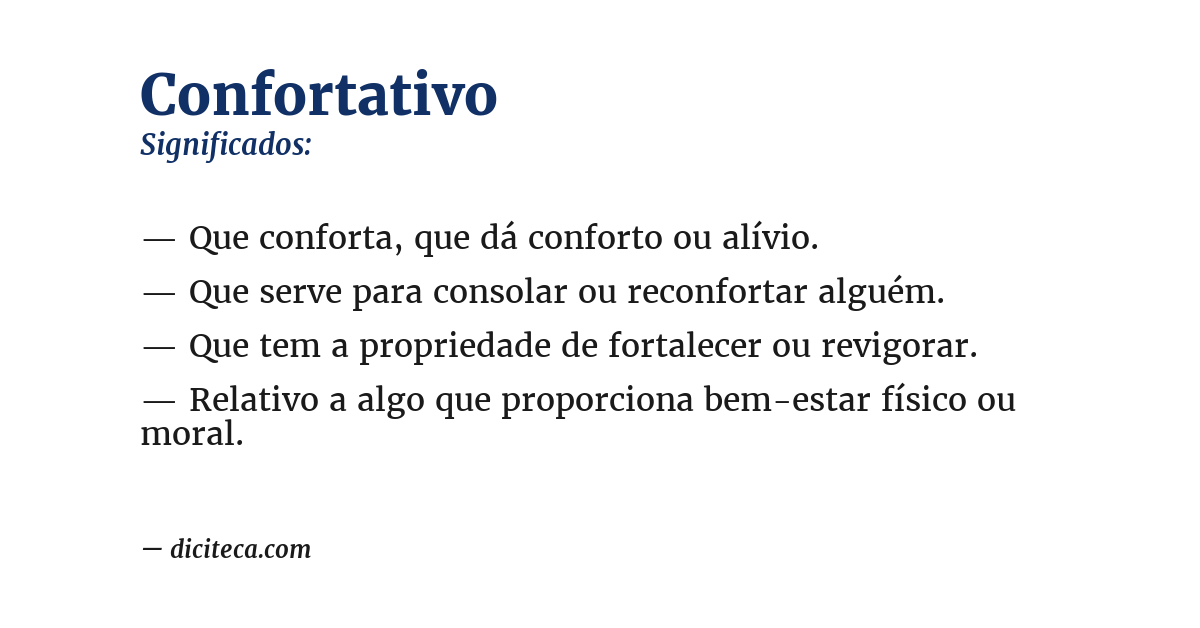 Significado de confortativo