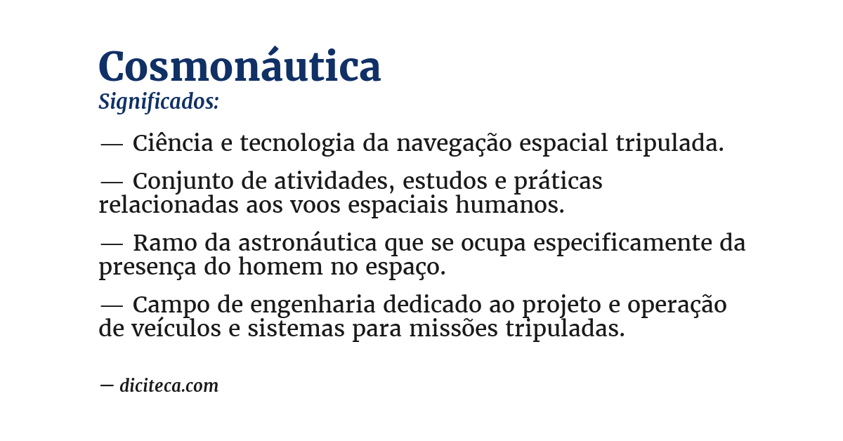Significado de cosmonáutica