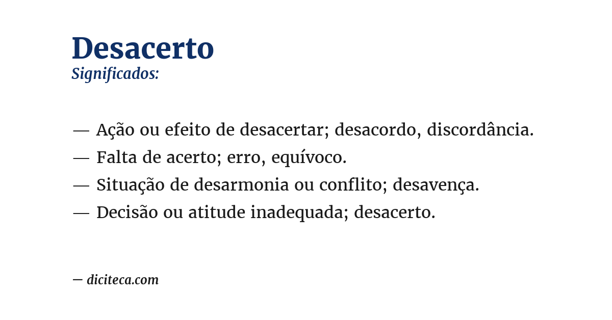 Significado de desacerto