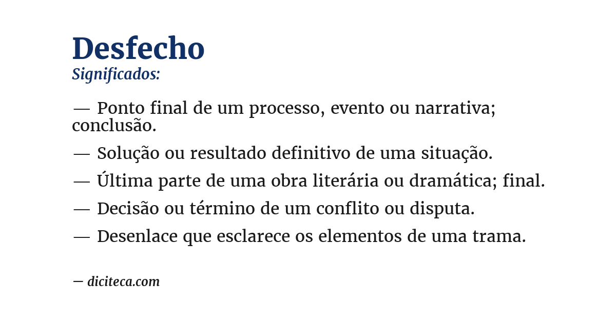 Significado de desfecho
