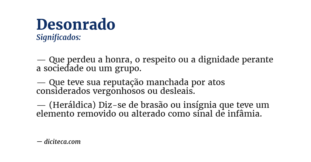 Significado de desonrado