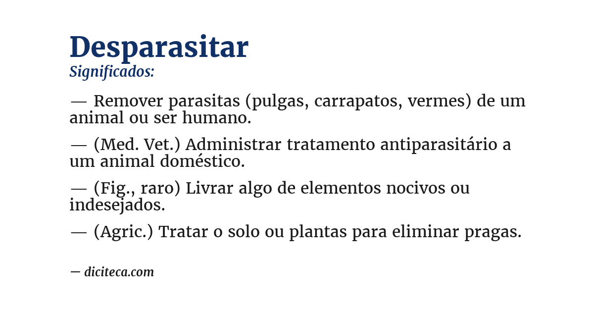 Significado de desparasitar