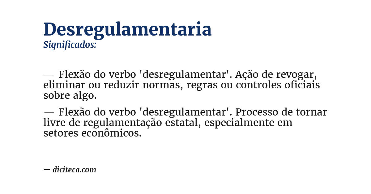 Significado de desregulamentaria