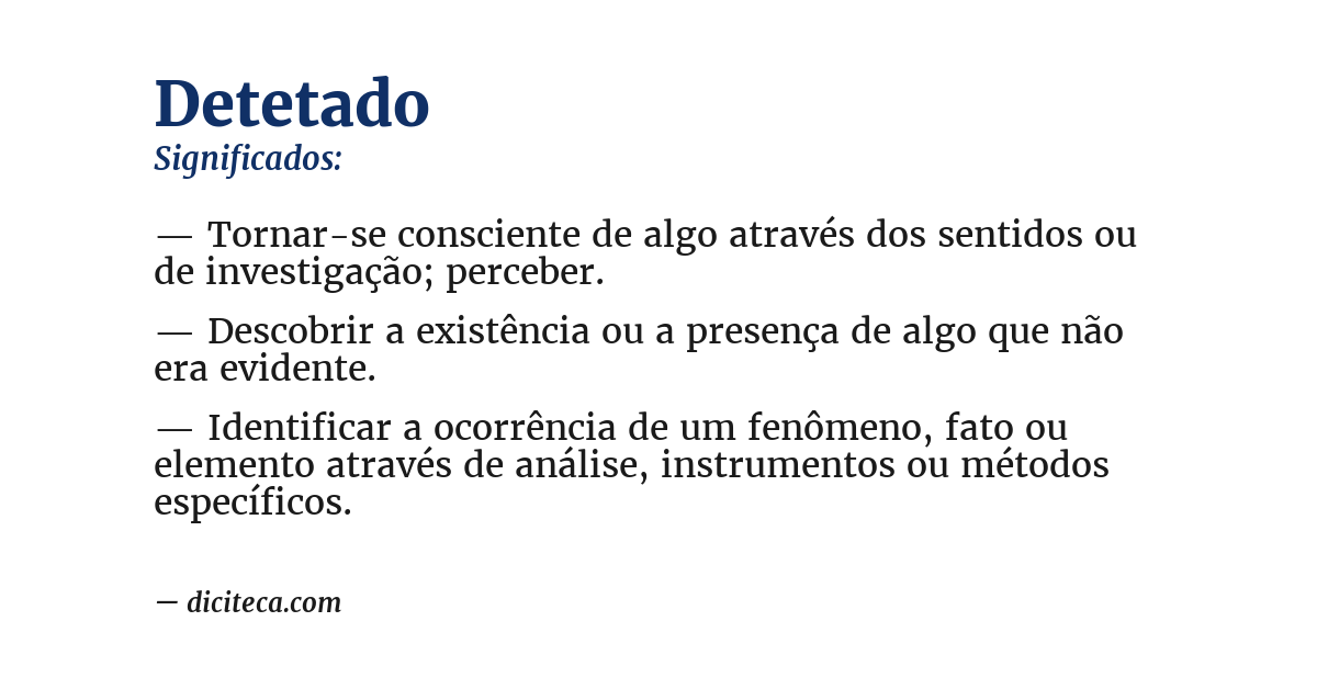 Significado de detetado