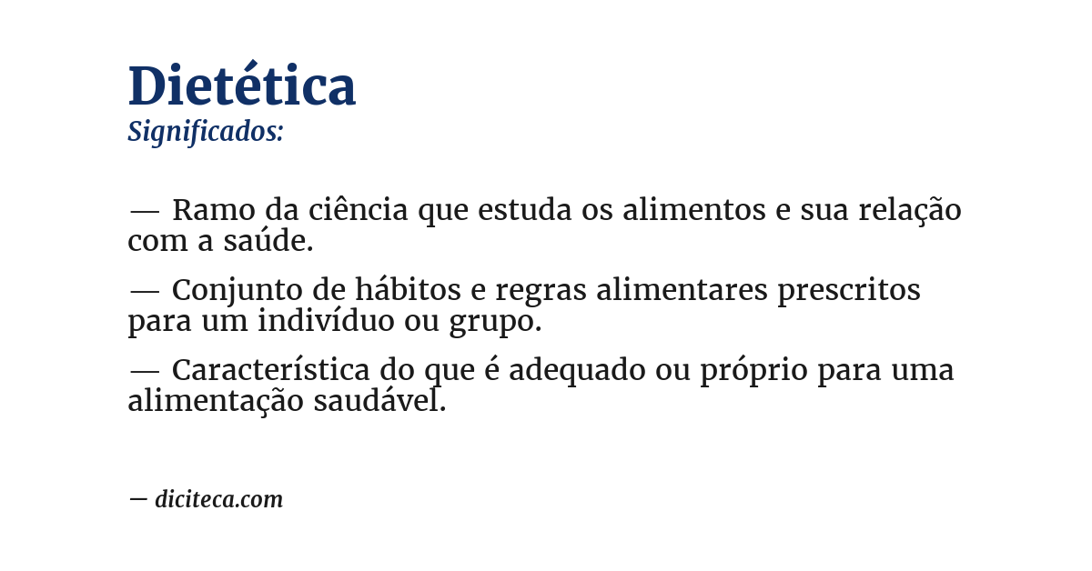 Significado de dietética
