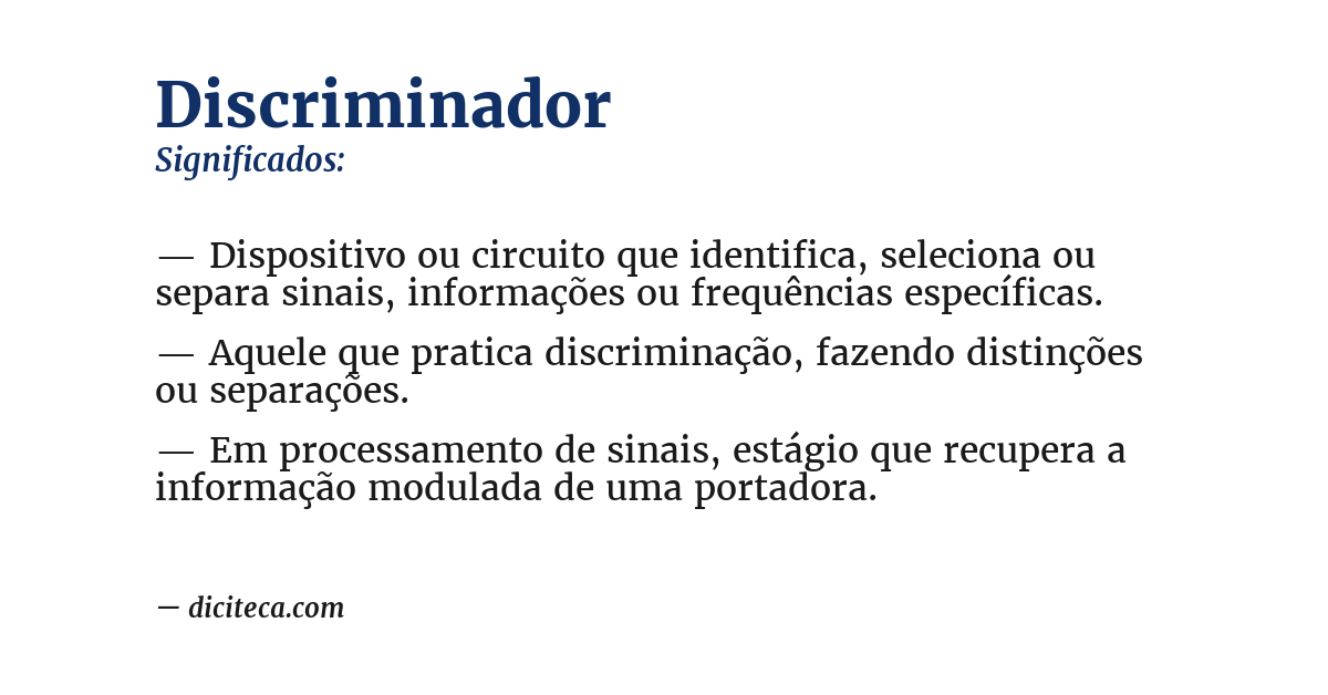 Significado de discriminador