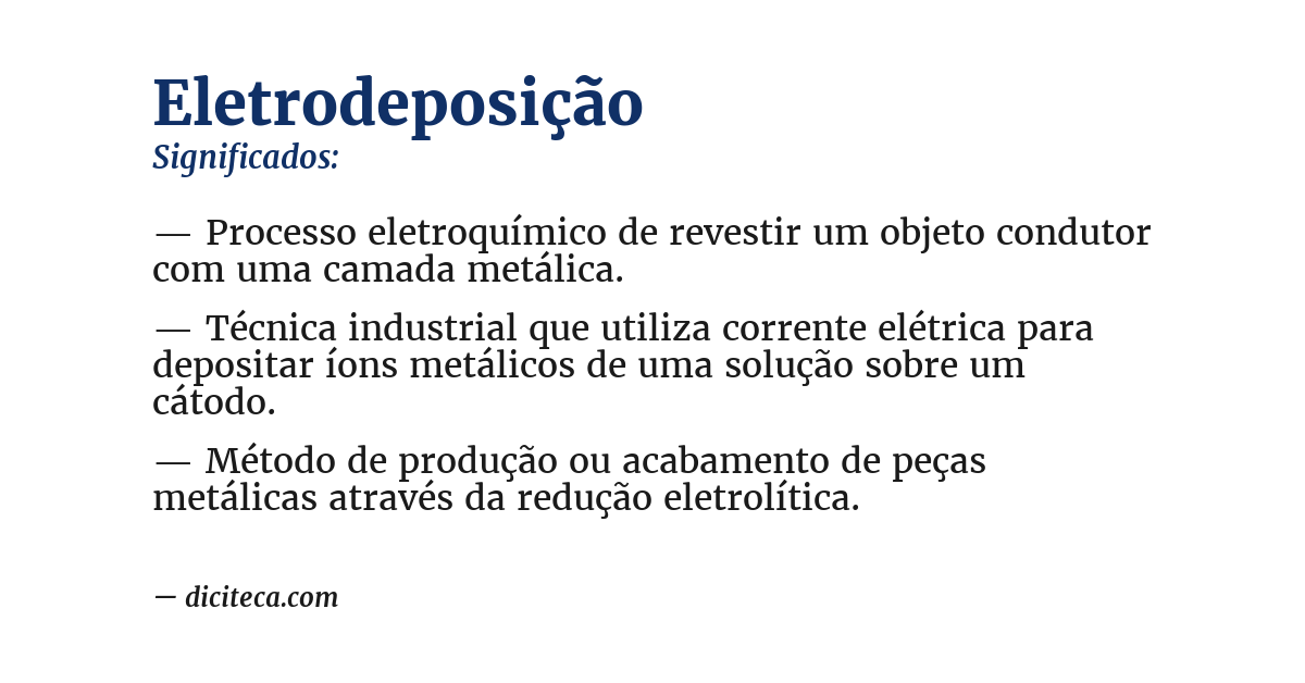 Significado de eletrodeposição