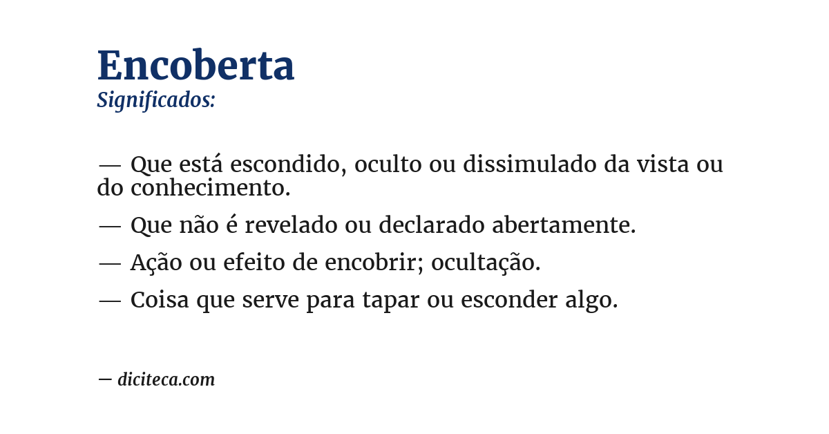 Significado de encoberta