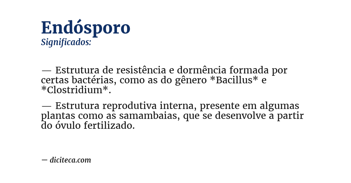 Significado de endósporo