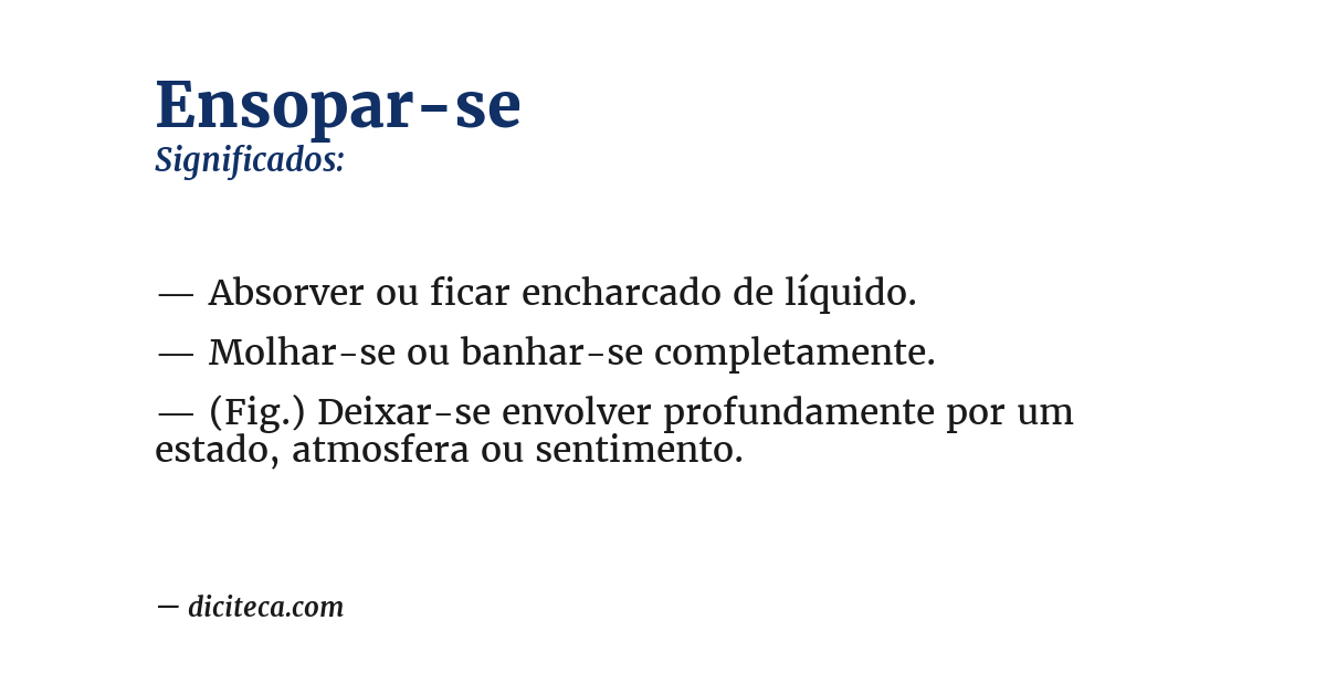 Significado de ensopar-se