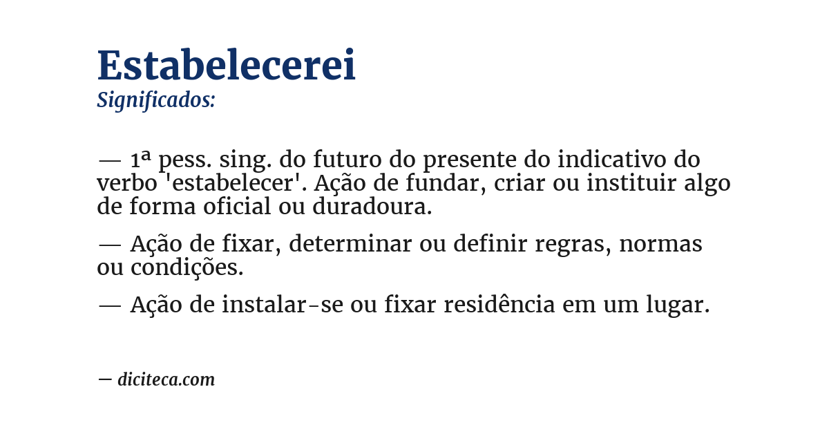 Significado de estabelecerei
