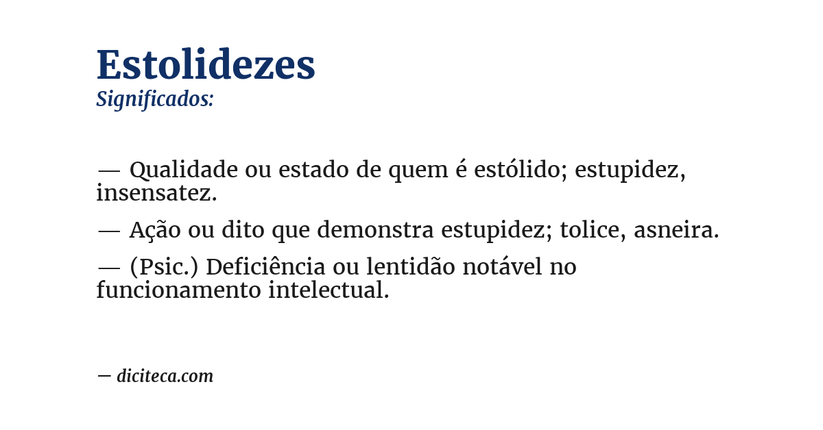 Significado de estolidezes