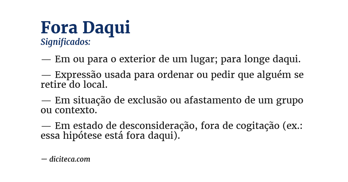 Significado de fora daqui