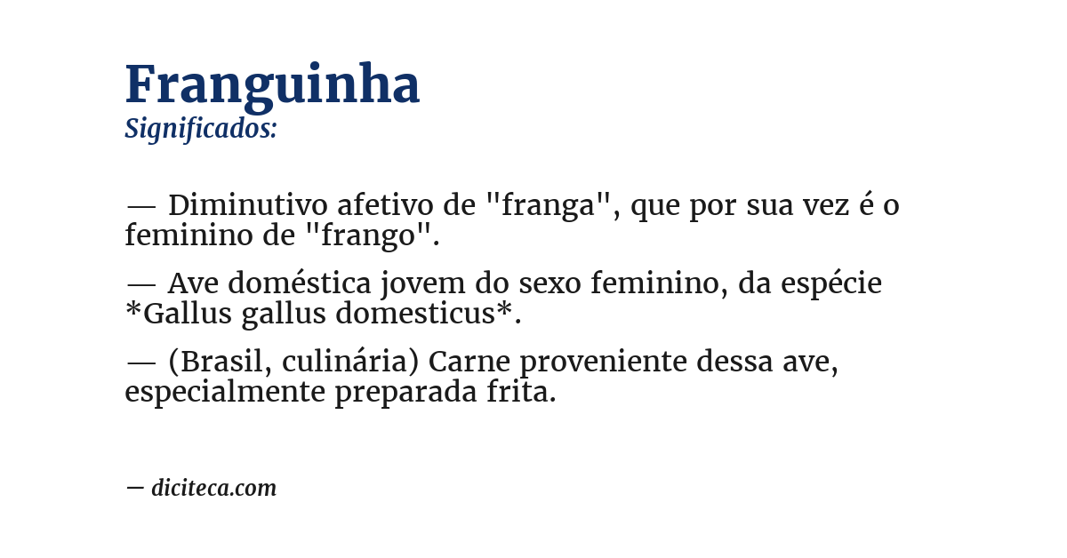 Significado de franguinha
