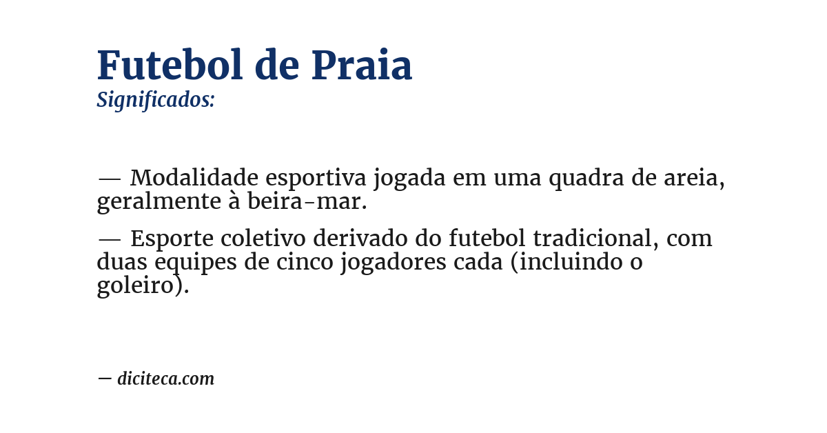 Significado de futebol de praia