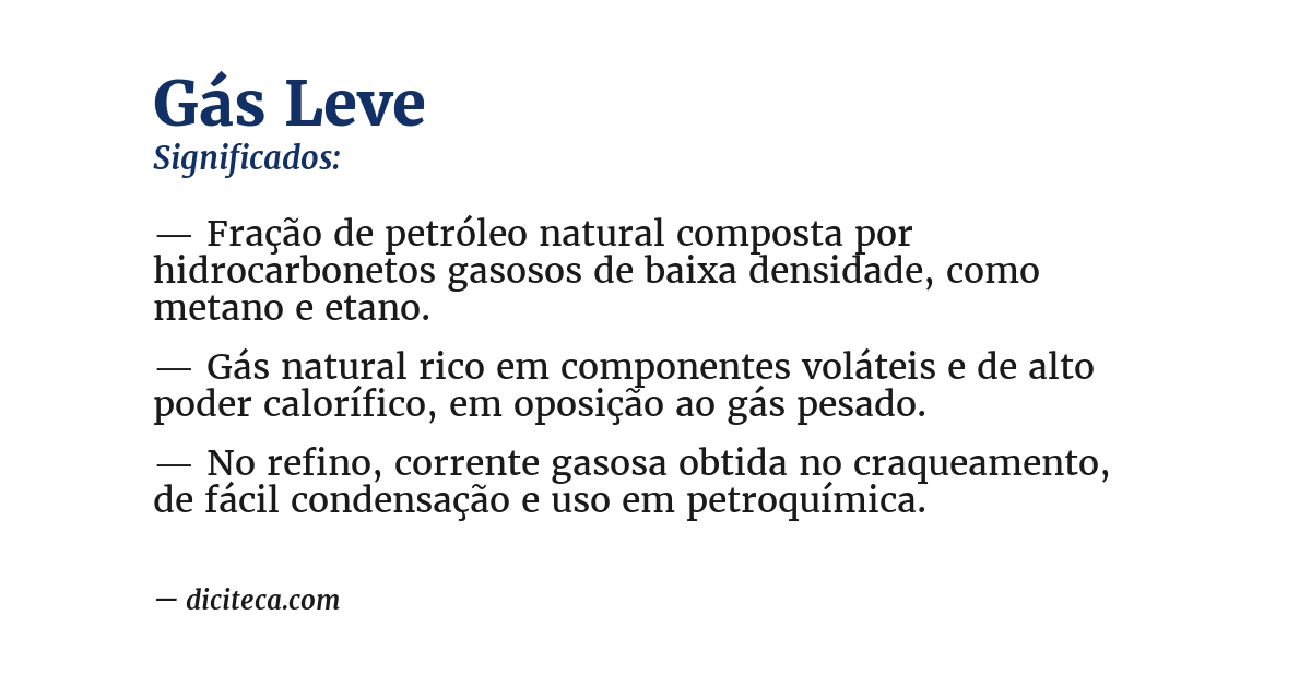 Significado de gás leve