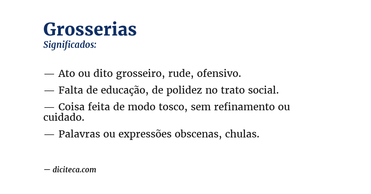 Significado de grosserias