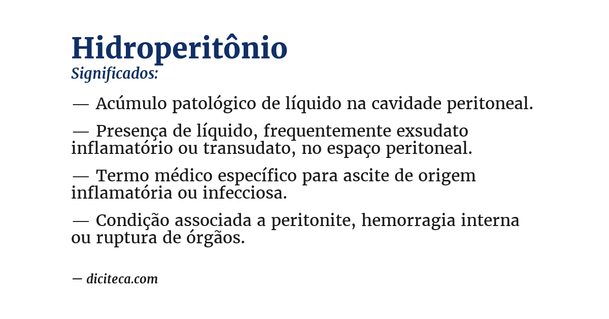 Significado de hidroperitônio
