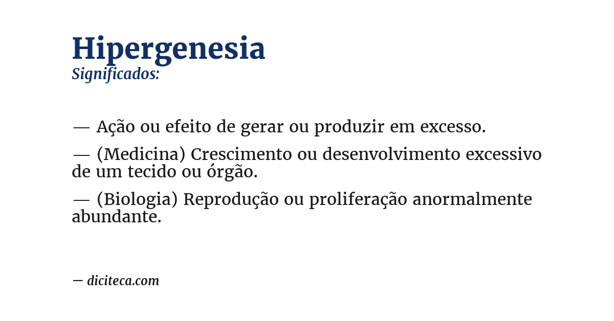 Significado de hipergenesia
