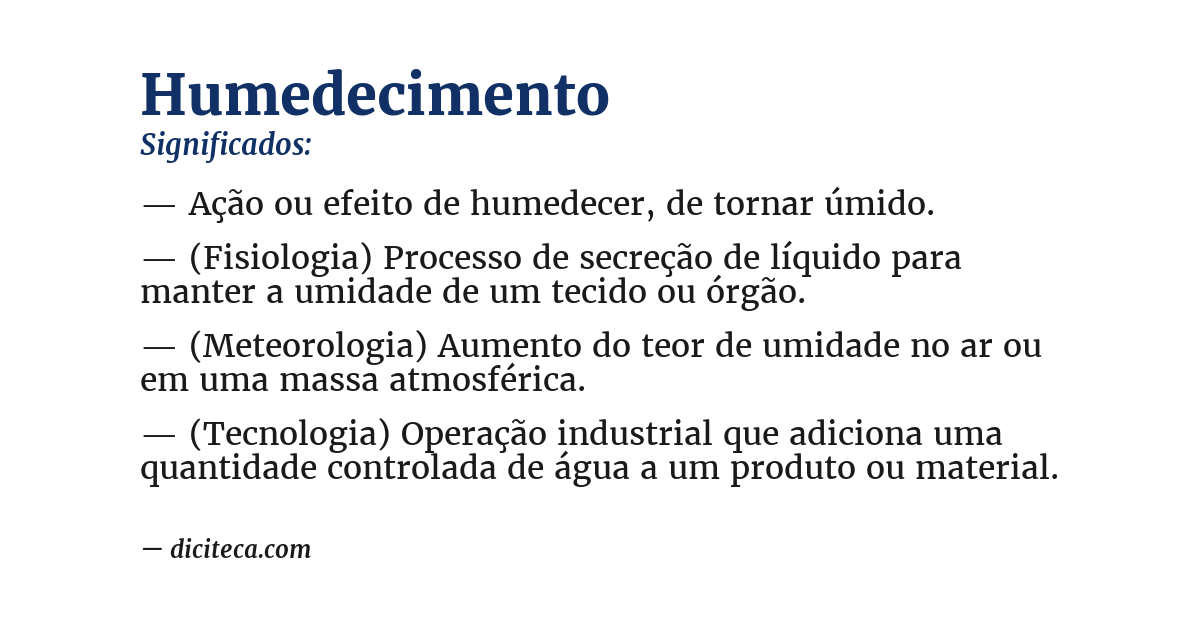 Significado de humedecimento
