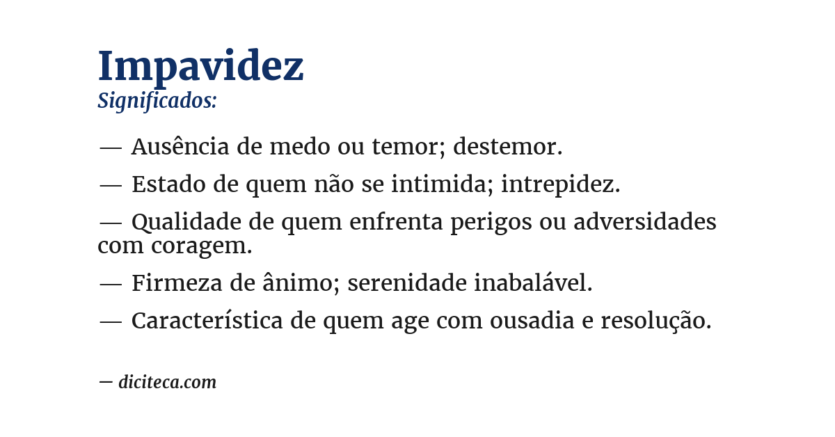 Significado de impavidez