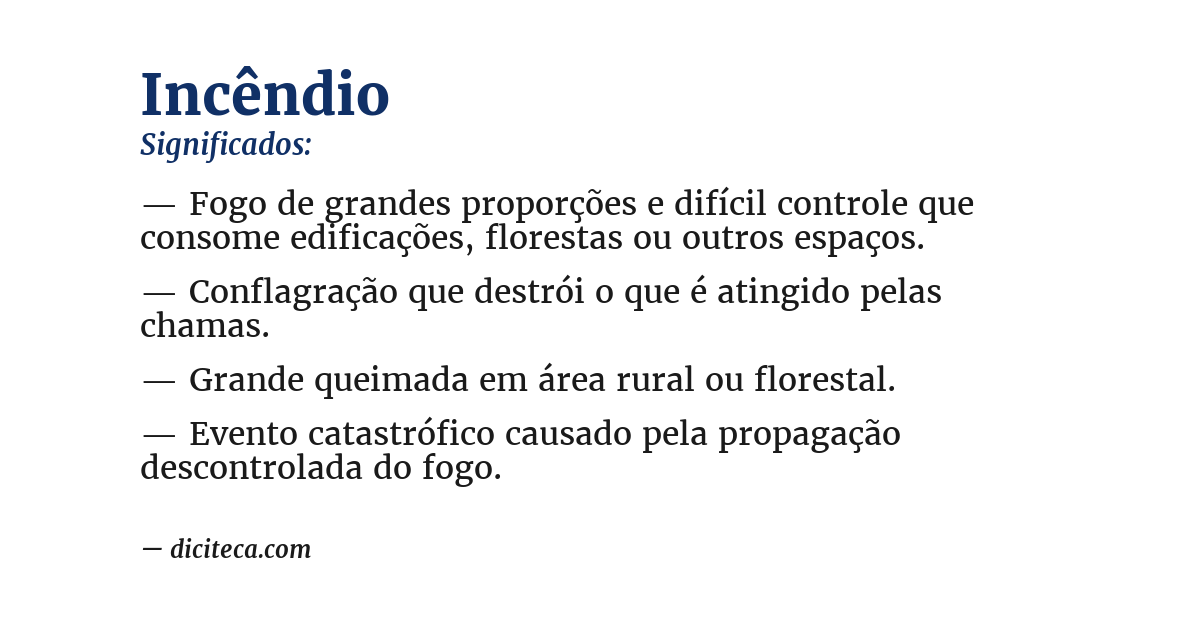 Significado de incêndio