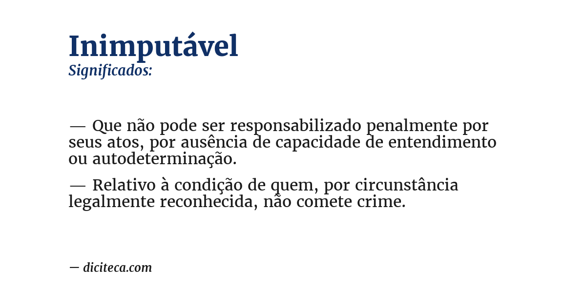 Significado de inimputável