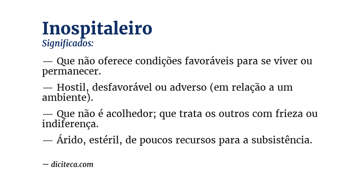 Significado de inospitaleiro