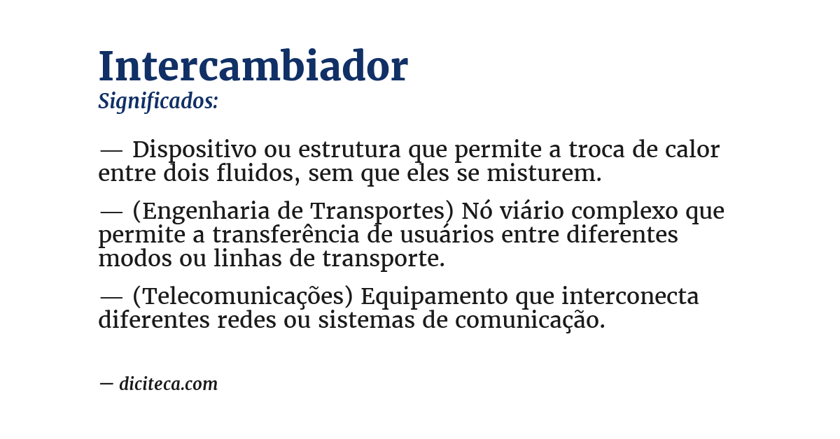 Significado de intercambiador