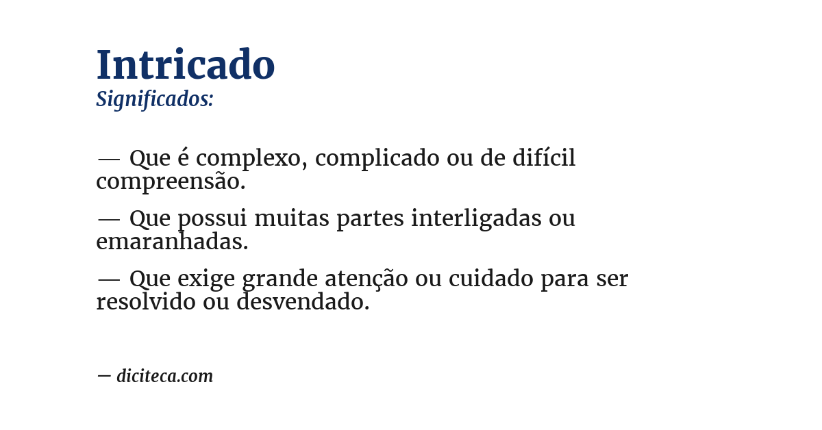 Significado de intricado