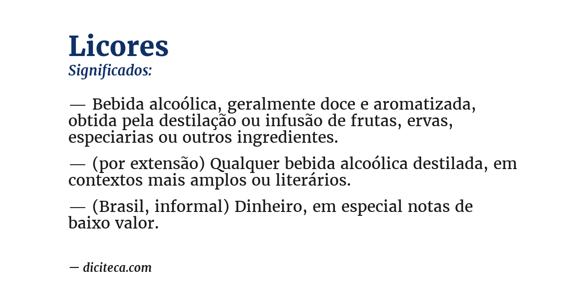 Significado de licores